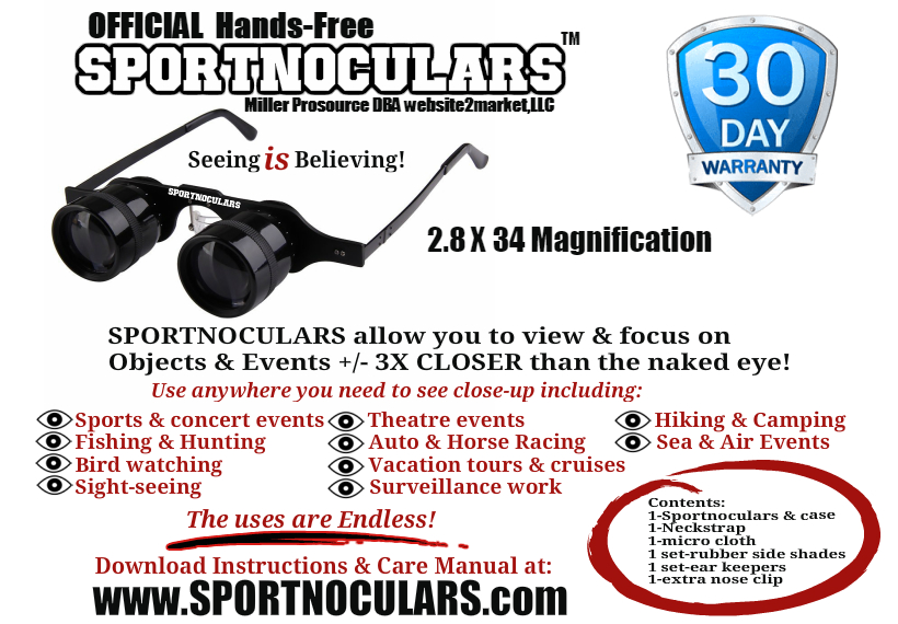 Sportnocular box sticker with 30 day warranty